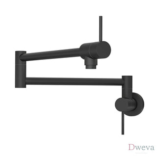 Pot Filler Faucet - Wall Mount Kitchen Sink Faucet Folding Stretchable with Single Hole Two Handles, Matte Black Dweva
