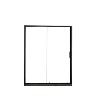 60.in W x 72.in H Single Sliding Shower Door, 1/5 inch Thick Clear Tempered Glass Shower Door with Stainless Steel Handle, Black Dweva