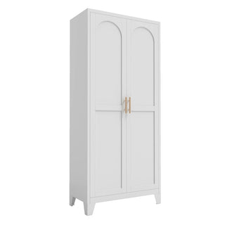 71'' 2 Shapely Doors Cabinet, Metal Storage Cabinet with Doors and Adjustable Shelves, for Bedroom, Living Room, Kitchen(White) Dweva