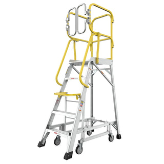 5 Step 375lbs Aluminum Rolling Platform Ladder Dweva