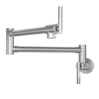 Pot Filler Faucet - Wall Mount Kitchen Sink Faucet Folding Stretchable with Single Hole Two Handles, Brushed Nickel Dweva