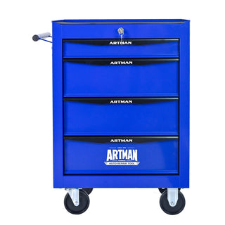Rolling Metal Tool Chest with 4 Drawers, 20" 4-Drawer Tool Chest Cabinet with Ball Bearing Drawer Slides, Steel Tool Storage Box Organizer -BLACK&BLUE Dweva