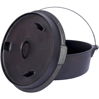 Pre-Seasoned Cast Iron Dutch Oven With Skillet Lid, Outdoor Camping Deep Pot for Camping Fireplace Cooking BBQ Baking Campfire, With Iron Pot Rack, 4.5 Quart Dweva