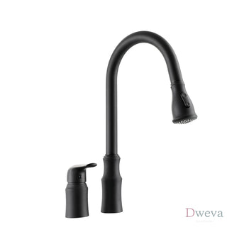 Kitchen Sink Faucet with Separate Handle, Matte Black Dweva