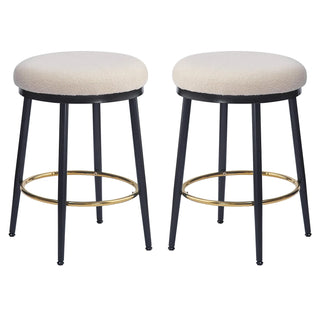 24.75'' Modern Counter Stools Set of 2,White Counter Stools with iron Frame,Sponge cushion,Footrest,suitable for Kitchen/Bedroom/Dining Room. Dweva