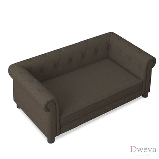 Elegant rectangular pet bed for small and medium-sized dogs, durable elevated dog sofa bed, comfortable dog sofa, modern and fashionable linen fabric dog sofa-Dark Brown Dweva