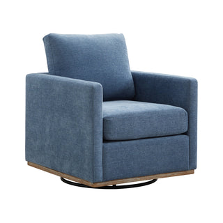 30.7"W Square Upholstered Swivel Accent Chair and Comfy Accent Single Sofa Chair, 360 Degree Club Chair, Lounge Armchair for Living Room Bedroom Apartment Nursery. Blue Dweva
