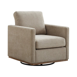 30.7"W Square Upholstered Swivel Accent Chair and Comfy Accent Single Sofa Chair, 360 Degree Club Chair, Lounge Armchair for Living Room Bedroom Apartment Nursery.Taupe Dweva