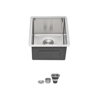 15 Inch Undermount Sink - 15" x 17" x 9" Undermount Stainless Steel Kitchen Sink 16 Gauge 9 Inch Deep Single Bowl Kitchen Sink Basin, Includes Drain Assembly (No Additional Accessories) Dweva