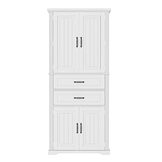 Storage Cabinet with Multi-Functional Storage Space for Kitchen/Bathroom/Dining Room/Living Room , 2 Drawers with Slide Rails, Adjustable Shelf, White Dweva