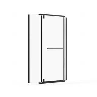 Goodyo Neo-Angle Frameless Shower Door 36 in.D x 36 in.W x 72 in.H Corner Shower Enclosure with Clear SGCC Tempered Glass Pivot Shower Door in Matte Black Finish Dweva