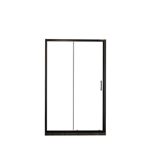48.in W x 72.in H Single Sliding Shower Door, 1/5 inch Thick Clear Tempered Glass Shower Door with Stainless Steel Handle, Black Dweva