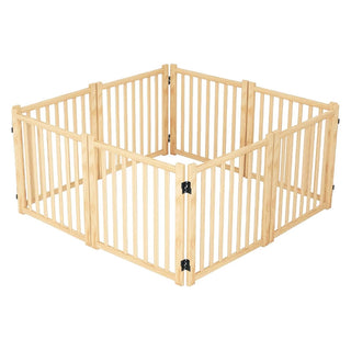 Wooden Freestanding Dog Gates for The House,Dog Gates for Doorways, Stairs,Wood Dog Fences Indoor Pet Gate,Step Over Fence-8 Panel 31"H (PRIME BIG DEAL DAYS) Dweva