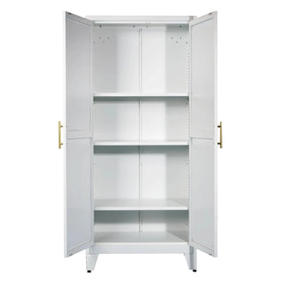 71'' 2 Shapely Doors Cabinet, Metal Storage Cabinet with Doors and Adjustable Shelves, for Bedroom, Living Room, Kitchen(White) Dweva