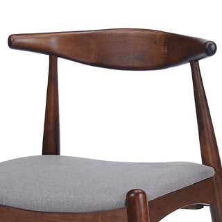 Set of 2 Rubberwood Dining Chairs with Ergonomic Backrest & Comfort Cushions, Walnut+Light Gray (same sku: 59296.00FDBEI) Dweva
