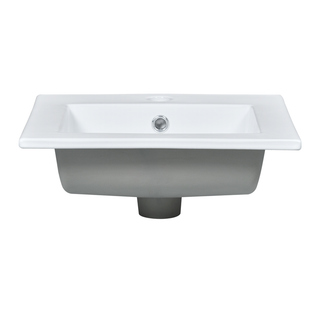 16" Bathroom Vanity Sink Combo for Small Space, Bathroom Sink Cabinet with Rectangular Ceramic Basin, Bathroom Vanities Cabinet with 1 Door and 1 Open Shelf Dweva