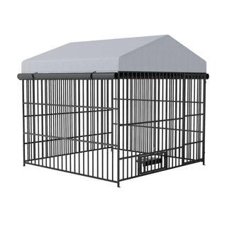 Large Dog Kennel Outdoor Pet Pens Dogs Run Enclosure Animal Hutch Metal Coop Fence with Roof Cover(6.6'L x 6.6'W x 6.4'H) Dweva
