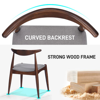 Set of 2 Rubberwood Dining Chairs with Ergonomic Backrest & Comfort Cushions, Walnut+Light Gray (same sku: 59296.00FDBEI) Dweva