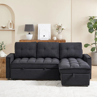 MH 78.75" Reclining Sofa, Pull-Out Sofa Bed with USB and tape-c charging ports, L-Shaped Sectional Sofa with Reclining Storage and Arm Side Organizer Pocket Features, Living Room Comfort Sofa Dweva