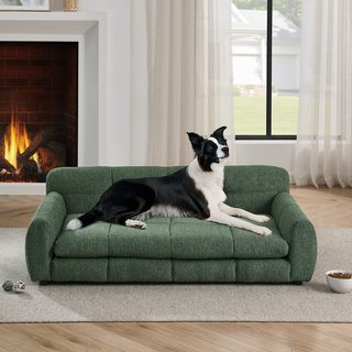 Soft and comfortable pet bed for big and oversized dogs, durable elevated dog sofa bed, comfortable dog sofa, modern and fashionable linen fabric dog sofa-OLIVE GREEN Dweva