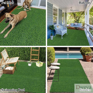 3ft x 32ft Premium Artificial Turf Mat with Drainage Holes. Thick Fake Grass with Rubber Backing, Ideal for Indoor/Outdoor Pet Areas, Garden, Lawn, Patio & Balcony Decor(Grass height 0.6 inches/1.5cm) Dweva