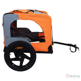 Outdoor Heavy Duty Collapsible Pet Bike Trailer with 16-Inch All-Terrain Wheels & Universal Hitch – Foldable Dog/Cargo Carrier Cart for Bicycles, orange Dweva