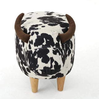 Animal Ottoman/Footstool, Black and White Cow-Shaped Ottoman, Modern Ottoman, Modern Accent Stool Home Decor, Suitable for Living Room, Bedroom, Porch, Garden, Backyard, Balcony Dweva
