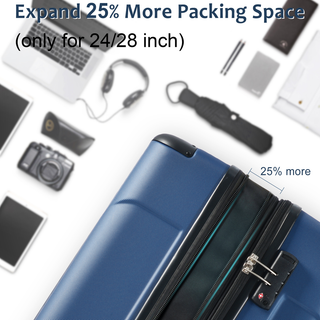 Hardshell Luggage Sets 6 Piece Suitcase Set, Expandable Lightweight Suitcases with Dual Wheels, TSA Lock for Men Women, Blue Dweva