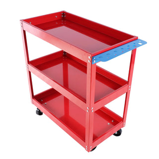 Tool Cart on Wheels, 3 Tier Rolling Mechanic Tool Cart, Heavy Duty Steel Utility Cart w/Lockable Wheels, 450 LBS Capacity Industrial Service Cart for Garage, Warehouse, Workshop (Bright Red) Dweva