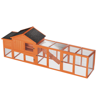 113.5" Large Wooden Chicken Coop Outdoor Hen House with Run, Waterproof Roof & Nesting Box, Secure Lock, Removable Tray, Ramp & Perch for 2–4 Chickens or Small Pets Dweva