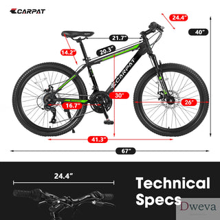 S26102 26 Inch Mountain Bike, Shimano 21 Speeds with Mechanical Disc Brakes, High-Carbon Steel Frame, Suspension MTB Bikes Mountain Bicycle for Adult & Teenagers Dweva