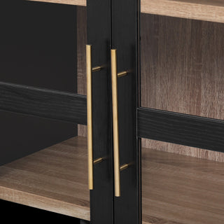 K&K 71" Tall Arched Kitchen Pantry Cabinet with 2 Large Drawers, Modern Farmhouse Kitchen Storage Cabinets with Adjustable Shelves, Glass Door, Wood Versatile Cupboard for Kitchens, Dining Room, Black Dweva