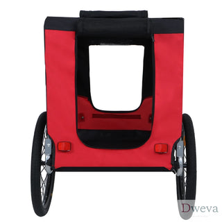Large Folding Bike Trailer for Dogs – 66LB Capacity All-Terrain Pet Carrier, Durable Steel Frame for Cycling, Jogging, Camping & Outdoor Adventures, Black- Red Dweva