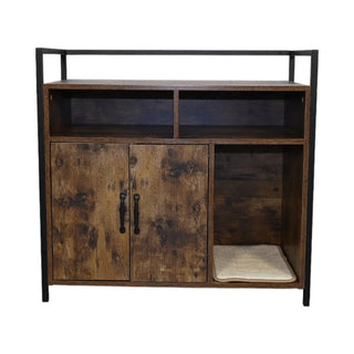 Rustic Brown Wooden Cat Litter Box Enclosure, Spacious Hidden Cat Litter Box with Scratching Mat Furniture for Bedroom, Bathroom, Living Room-31.9"x17.7"x31.4", 61 lbs Dweva