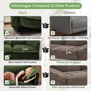 Slipcovered Fluffy Sofa - 3 Seat Dweva