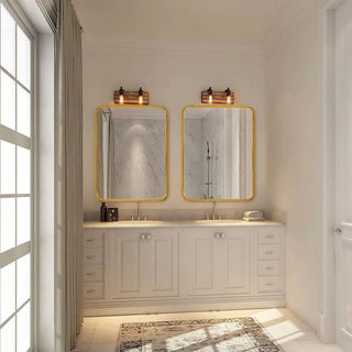 22x30 Inch Gold Metal Framed Rectangular Bathrrom Mirror for Wall.(W2203P183122) Dweva