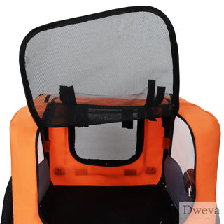 Outdoor Heavy Duty Collapsible Pet Bike Trailer with 16-Inch All-Terrain Wheels & Universal Hitch – Foldable Dog/Cargo Carrier Cart for Bicycles, orange Dweva