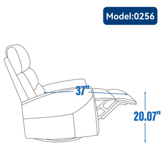 Manual Recliner Chair with Rocker and Swivel in Fabric for Living Room, Beige Dweva