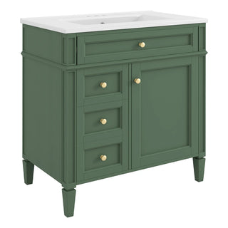 30'' Bathroom Vanity with Top Sink, Modern Bathroom Storage Cabinet with 2 Drawers and a Tip-out Drawer, Single Sink Bathroom Vanity Dweva