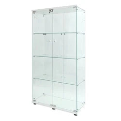 Tempered glass display cabinet,wine cabinet,storage cabinet,file cabinet,with a variety of colors of pat lights,door locks,adjustable floor feet suitable for uneven ground,can be placed anywhere,white Dweva