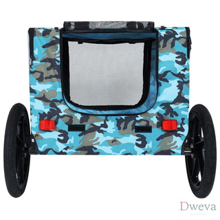 Outdoor Heavy Duty Collapsible Pet Bike Trailer with 16-Inch All-Terrain Wheels & Universal Hitch – Foldable Dog/Cargo Carrier Cart for Bicycles, blue, grey Dweva