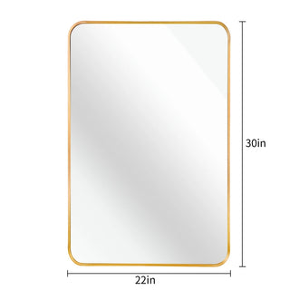 22x30 Inch Gold Metal Framed Rectangular Bathrrom Mirror for Wall.(W2203P183122) Dweva