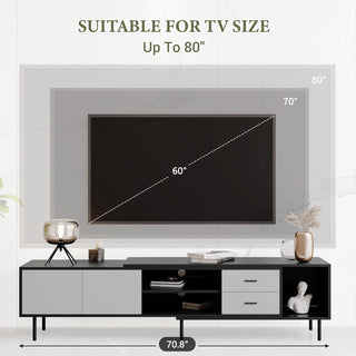 Modern TV Stand for 80'' TV with 2 Doors, Media Console Table, Entertainment Center with Large Storage Cabinet for Living Room, Bedroom