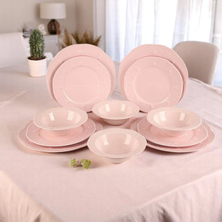 Fulya 12 Pieces Dinnerware Set Light Pink Dweva