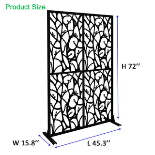 Metal Privacy Screens W3.8Ft X H6Ft Outdoor and Indoor Divider with Free Standing Decorative Privacy Screen for Balcony Patio Garden Room Divider, Black Bird Shape Dweva