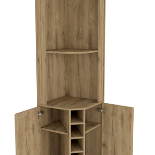 Reese Corner Bar Cabinet, Two Shelves, Double Door Cabinet, Five Built-in Wine Rack, Four Interior Shelves Dweva