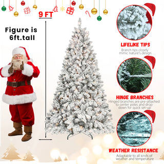 4.5FT Flocked Christmas Tree with 250 UL Lights and 24 Natural Pine Cones – Snowy PVC Tips, 498 Tips, Hinged Structure, Stable Metal Stand, Easy Setup Dweva