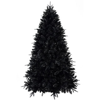 7ft Black Christmas Tree with 450 White LED Lights, 1916 Tips PE+PVC Artificial Tree for Halloween & Holiday Decor, Hinged Structure with Stable Metal Stand Dweva