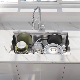 33 Undermount Workstation Sink-33 x 19 Inch Undermount Stainless Steel Kitchen Sink 18 Gauge, Handmade R10 Radius 10 Inch Deep Undermount Single Bowl Sink with Accessories Dweva