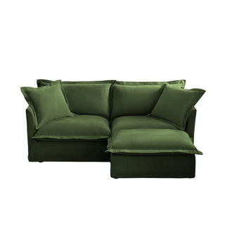Slipcovered Fluffy Sofa - 2 Seat with Ottoman Dweva